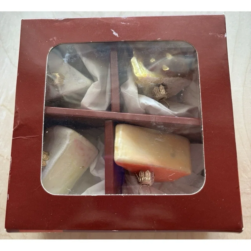 Sur La Table Christmas Ornament LOT of 4 CHEESE Holiday 2006 Box Poland